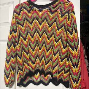 Woven Heart Colorful Chevron Knit Sweater